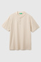 Men's Stone Cotton Blend Textured Round Neck T-Shirt