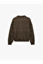 Patterned Long Sleeve Zippered Collar Sweatshirt - 2