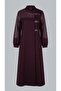 Women's Long Trench Coat with Belt Detail, Stand Collar, Diamond Patterned Sleeves, Stylish Trench Coat - 2