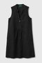 Women's Black 100% Linen Button-Front A-Line Short Dress with Side Pockets