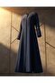Navy Blue Stone Embroidered Flared Robe - 2