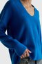 Women's Blue 100% Wool V-Neck Relaxed Fit Sweater - 6