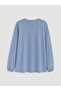 Özmarka New Season Blue Tie-Neck Embroidered Blouse - 3