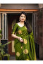 Olive Green Silk Saree with Gold Polka Dot Motifs - MAF3166 | Olive Green & Gold - 2