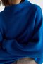 Women's Blue 100% Wool Stand Collar Relaxed Fit Sweater - 6