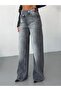 Trend Special Design Washed Effect Wide Leg Cross-Closure Baggy Denim Jeans - 8