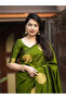 Olive Green Silk Saree with Gold Polka Dot Motifs - MAF3166 | Olive Green & Gold - 3