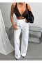 Trend Special Design Washed Effect Wide Leg Cross-Closure Baggy Denim Jeans - 8