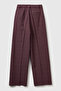 Women's Beige Patterned Viscose Blend Wide Leg Pants with Pockets - 4