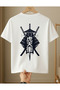 Japanese Ninja Samurai Printed on Front and Back 100% Cotton Crewneck Regular Unisex T-Shirt - 2