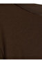 Ozmarka New Season Brown Plus Size Boat Neck Blouse - 4