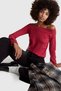 Women's Fuchsia Viscose Blended Ribbed Detailed Boat Neck Sweater - 5