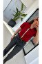 Side Stripe Lace Knitwear Red - 4