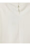 Vizyon New Season Ecru High Collar Textured Padded Blouse - 4