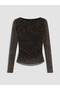 Özmarka New Season Brown Boat Neck Leopard Patterned Blouse - 5