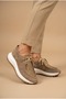 Women's Suede Leather Stone Detailed Orthopedic Sole Sneaker Walking Shoes - 3