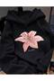 Pink Flower Printed Hooded Sweatshirt