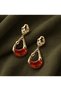 Gold Color Amber Resin Detailed Dangle Women's Earrings - 4