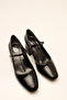 Black Crinkled Patent Leather Single Strap Women's Heels