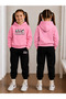 Girl's Tracksuit Set Hooded Sweatshirt Top and Bottom Set 3 Thread Threaded Winter Wear