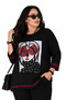 Plus Size Crew Neck Stone Detailed Figure Printed Contrast Striped Women's Blouse