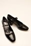 Black Crinkled Patent Leather Single Strap Women's Heels - 2