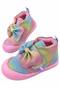 Baby First Step Shoes with Circular Straps and Silvery Bows - 4