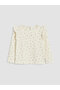 Lcw Kids Ecru Ruffled Floral Girls Shorts Set Long Sleeve - 3