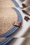 2 Pieces 35cm Round Blue Striped American Service Straw Jute Knitted Plate Set - 7