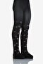 Girl's Azra Patterned Glitter Printed Micro 50 Pantyhose - Black