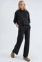 Modal Textured Hooded High Waist Wide Leg Two-Piece Set - 5