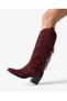 Rosali̇a Burgundy Suede Tasseled Western Boots - 2