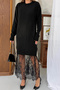 Women's Black Stylish Lace Detailed Embroidered Knitwear Dress - 7