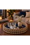 Wicker Weave Led Lighted Dark Blue Supla Base Bohemian Tray Rustic Design - 2