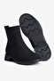 Women's Suede Boots with Zipper and Metal Accessories Ema Black - 4