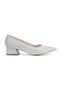 Women's Silver Glitter Closed Back Short Thick Heeled Comfortable Evening Dress Stiletto - 2