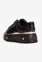 Women's Crocodile Patterned Sneaker with Thick Sole, Lace-Up, Gold Detail, Vika Brown - 4