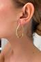 Steel Droplet Textured Drop Hoop Earrings - 2