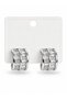 Brass Silver Color Double Row Zircon Stone Women's Earrings