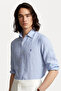 Ralph Lauren Mens Blue Striped Custom Fit Linen Shirt - 4