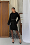 Women's Black Stylish Lace Detailed Embroidered Knitwear Dress - 4