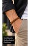 Dervano Honeyplait Caramel Leather Men's Bracelet - Wide Double Braided Design