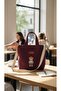 Burgundy Bear Printed Canvas Hand and Shoulder Bag