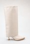 Women's Thin Heeled Slip-On Boots in Skin Color - 5