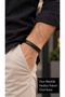 Cortelio Nightband Black Leather Men's Bracelet - Stitched Double Layer Design