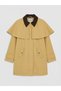 Beige Cape Detailed Velvet Collar Girls' Trench Coat - 2