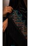 Black Velvet Ethnic Patterned Tassel Triangle Shawl - 3