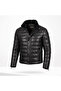 Men's Black Inflatable Genuine Lambskin Leather Coat
