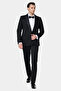 Slim Fit Black Crepe Pattern Tuxedo Suit - 4