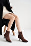 Women's Thin Heeled Slip-On Boots Brown Suede - 4